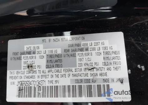 2007 Mazda Cx-7 Grand Touring from USA, damaged, VIN JM3ER293470134371